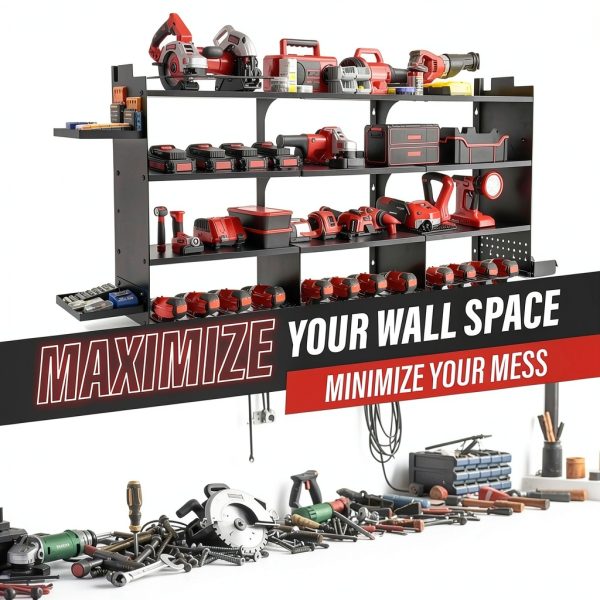 Garage Tool Rack Grarise Wall Mount 4 Shelves-6