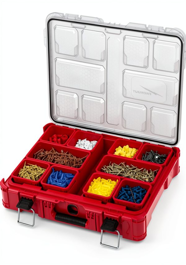 JNAB PACKOUT Modular Storage Organizer Red 10 Compartment Bin-0