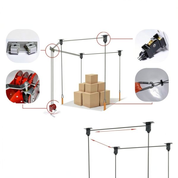 Garage Hoist xhuic Ceiling Mount Metal Pulley Winch 150lb-3
