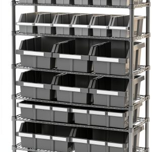 Seville Classics Gray Storage Bins Tiered Shelf with Wheels-0