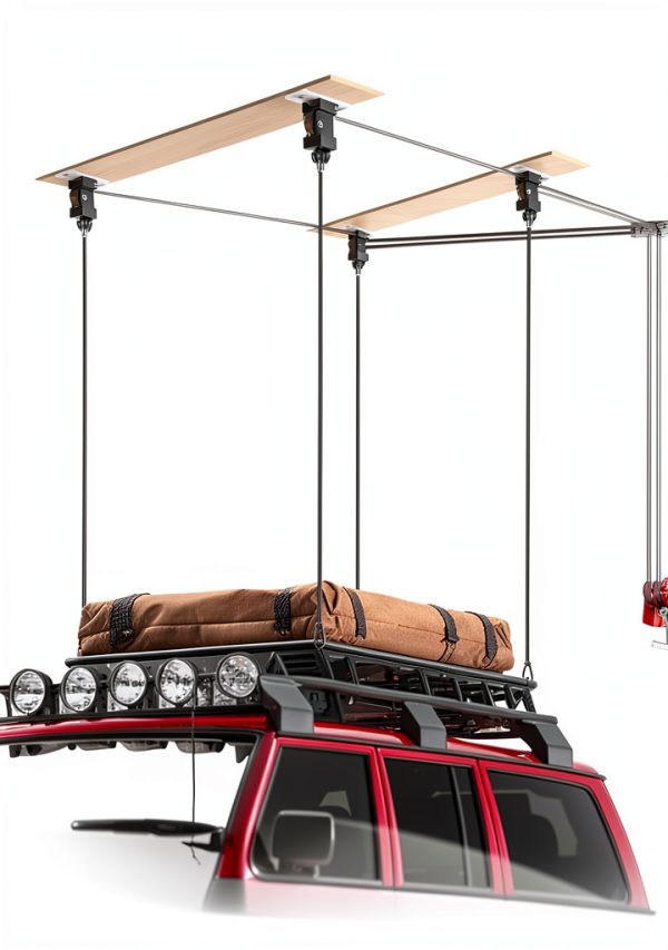 Garage Hoist xhuic Ceiling Mount Metal Pulley Winch 150lb-5